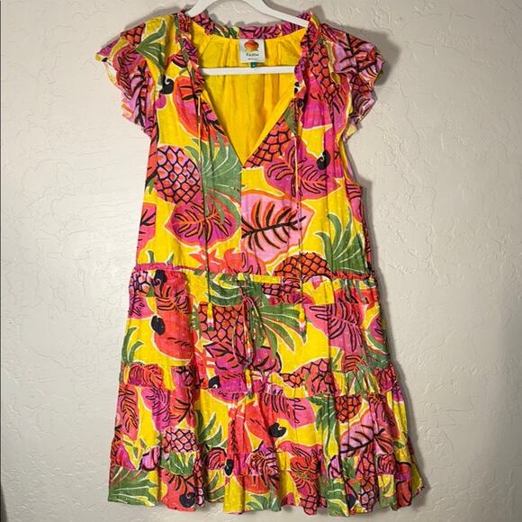 FARM RIO FRUIT DREAM RUFFLE MINI DRESS COLORFUL size XL - Picture 2 of 8